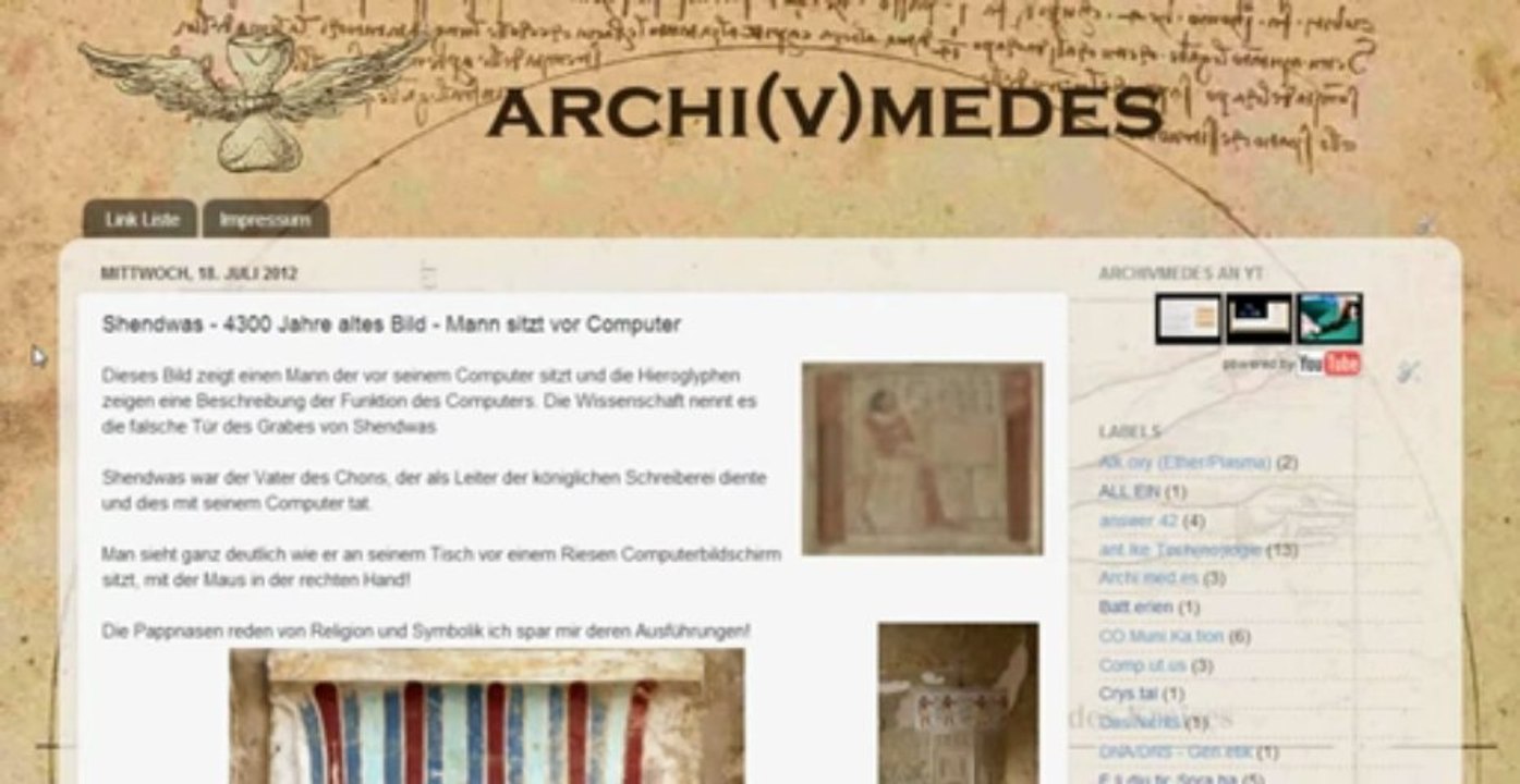 4300 Jahre altes Bild Mann sitzt vor Computer