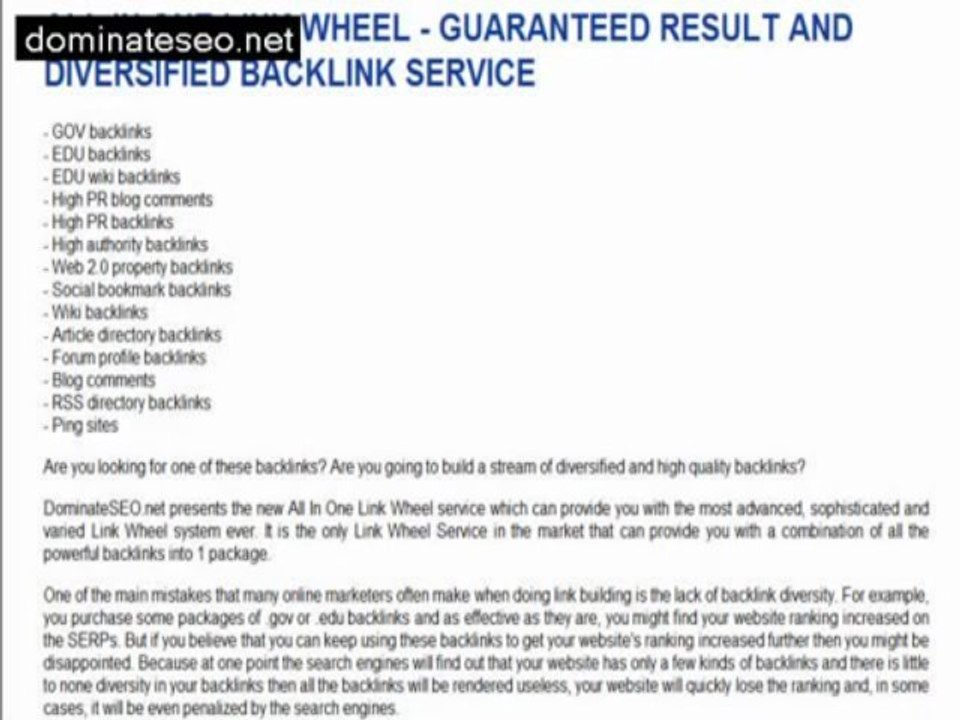 Link Wheel Service Linkwheel