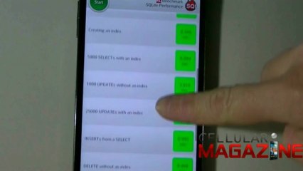 SQLite bench su LG Optimus G