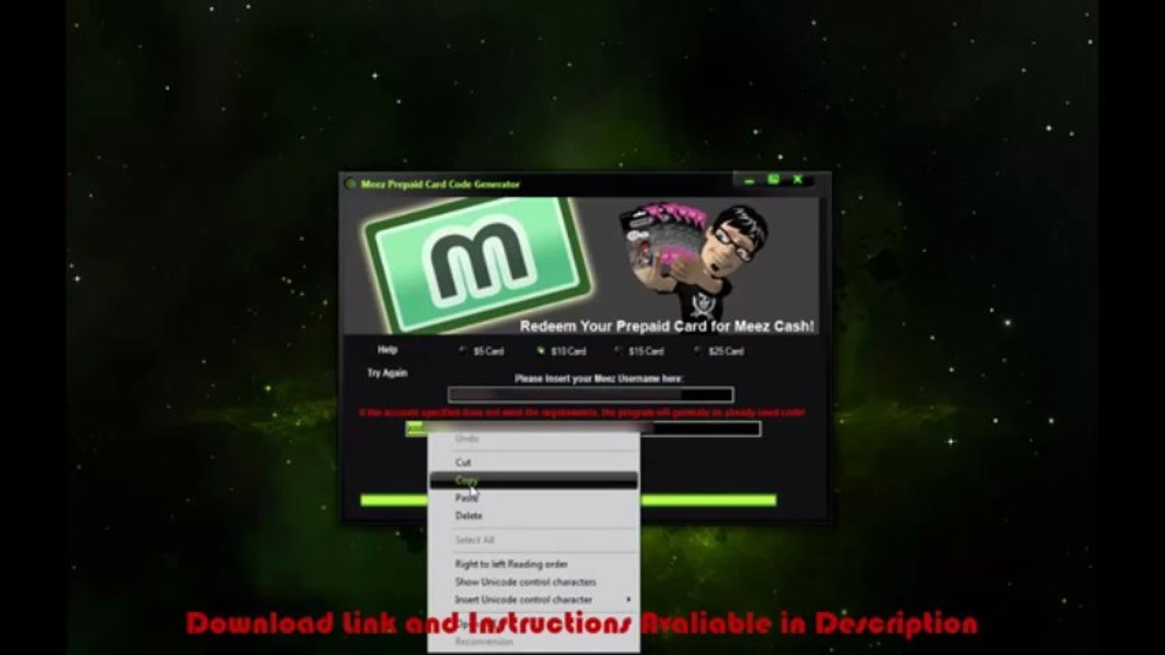 Meez Prepaid Card Code Generator v1.1 - Free Meez Cash and Coinz [2013]
