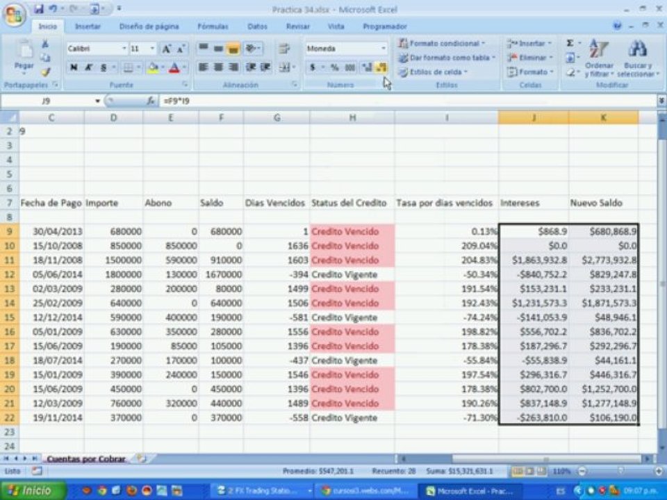 Excel 2007 "Sistema de Control de Cuentas por Cobrar" Sesión de Trabajo 23