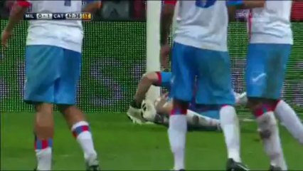Le parate di Alberto Frison all'esordio in Serie A in Milan-Catania