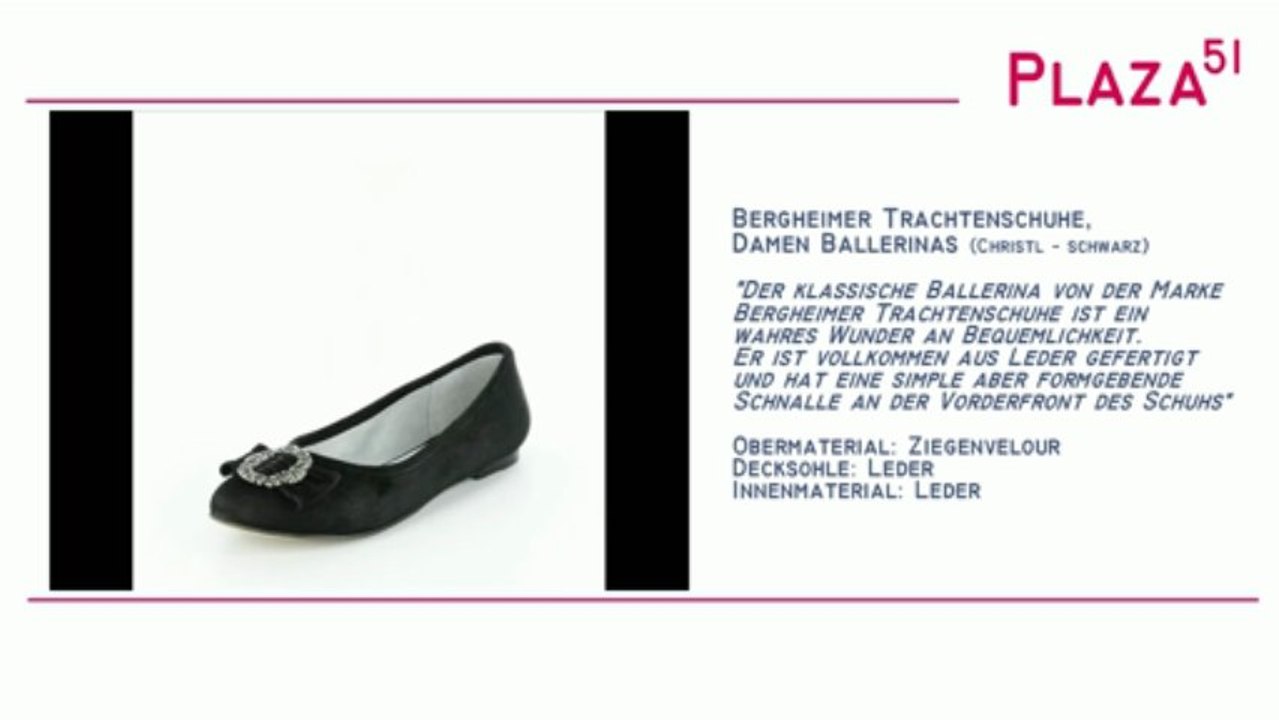 Neuvorstellung: Bergheimer Trachtenschuhe, Damen Trachten Ballerinas Christl - schwarz