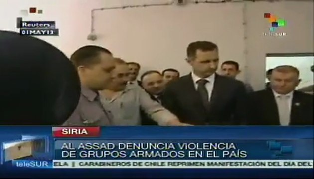 Pdte. Bashar Al Assad visita central eléctrica en Damasco