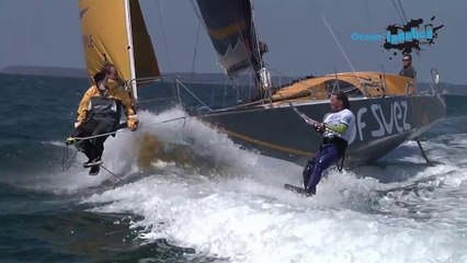 Sebastien Rogues, skipper GDF SUEZ et Alexandre Caizergues, kitesurfer de lextrême