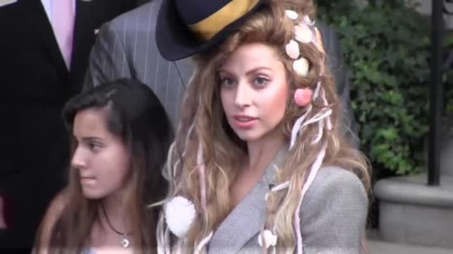 Lady Gaga Heads Out in a Crazy Hat and Shells in Her Hair