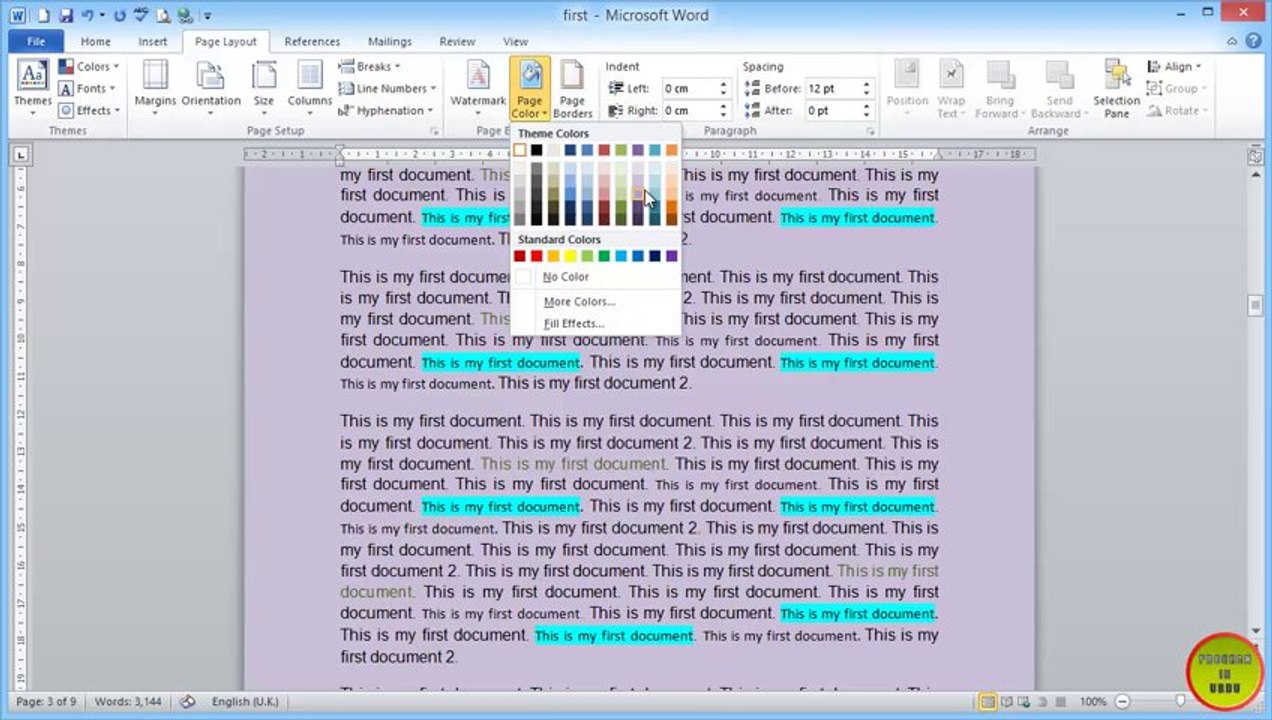 Part 3 - Introduction to Microsoft Word 2010 In Urdu - Page Layout-Tab