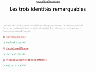 Prépa brevet Les identités remarquables