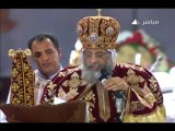 Le Peuple Copte acclame Cheikh El Azhar, et ignore Morsi, Pâques 2013