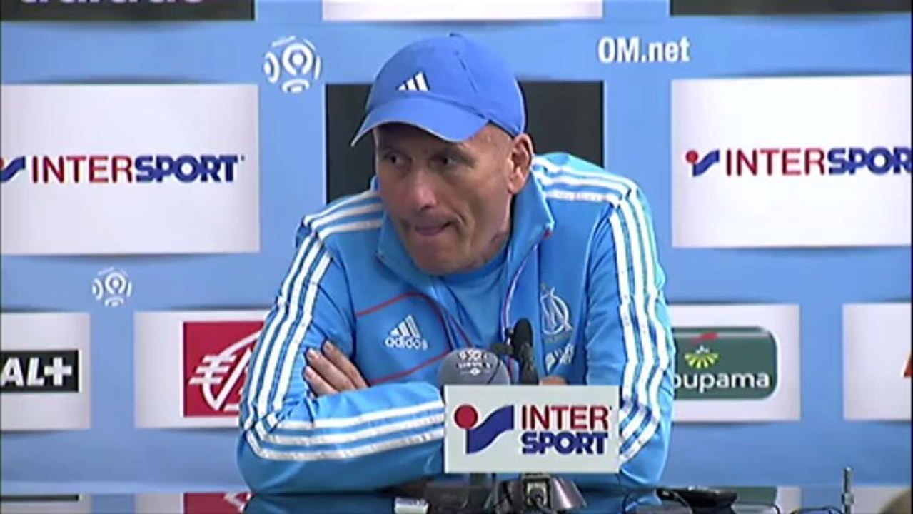 Conférence de presse Olympique de Marseille - SC Bastia : Elie BAUP (OM) - Frédéric HANTZ (SCB) - saison 2012/2013