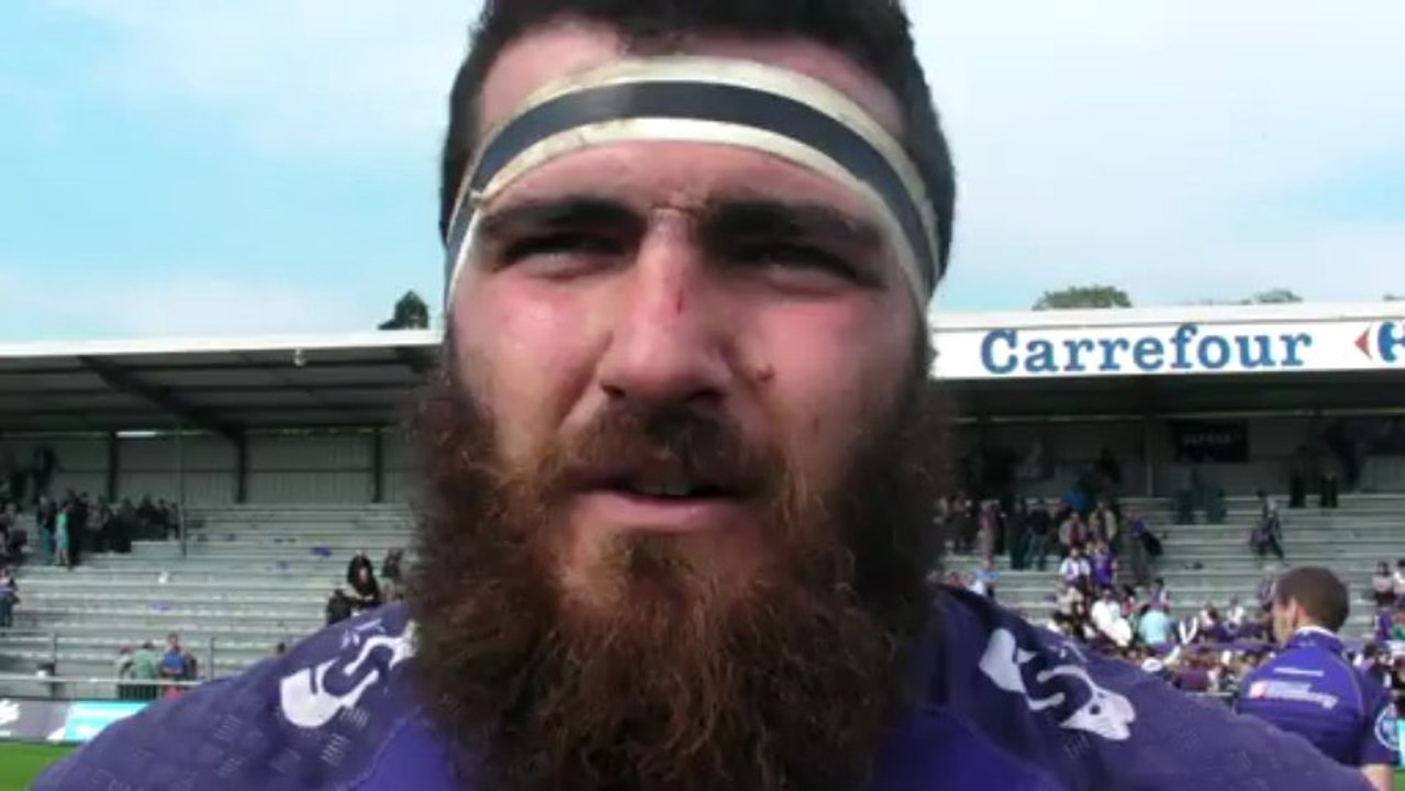 Rugby Fédérale1  - Damien Jourdain  réagit après USB - Tyrosse (quart de finale aller)