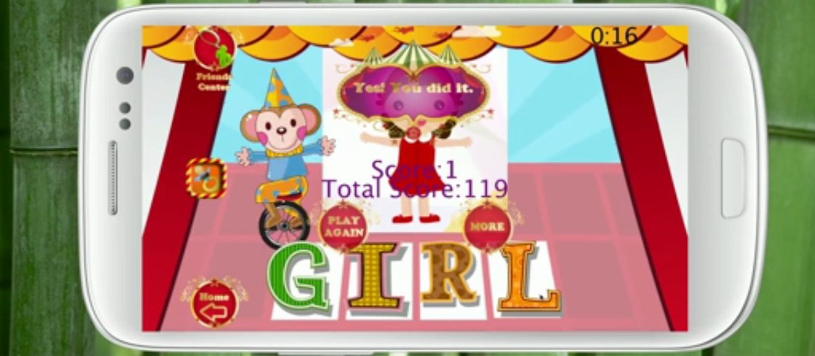 Today's word >>> G for Girl  "Learn ABC C for Circus Google play app"  Learn English first simple word for kids