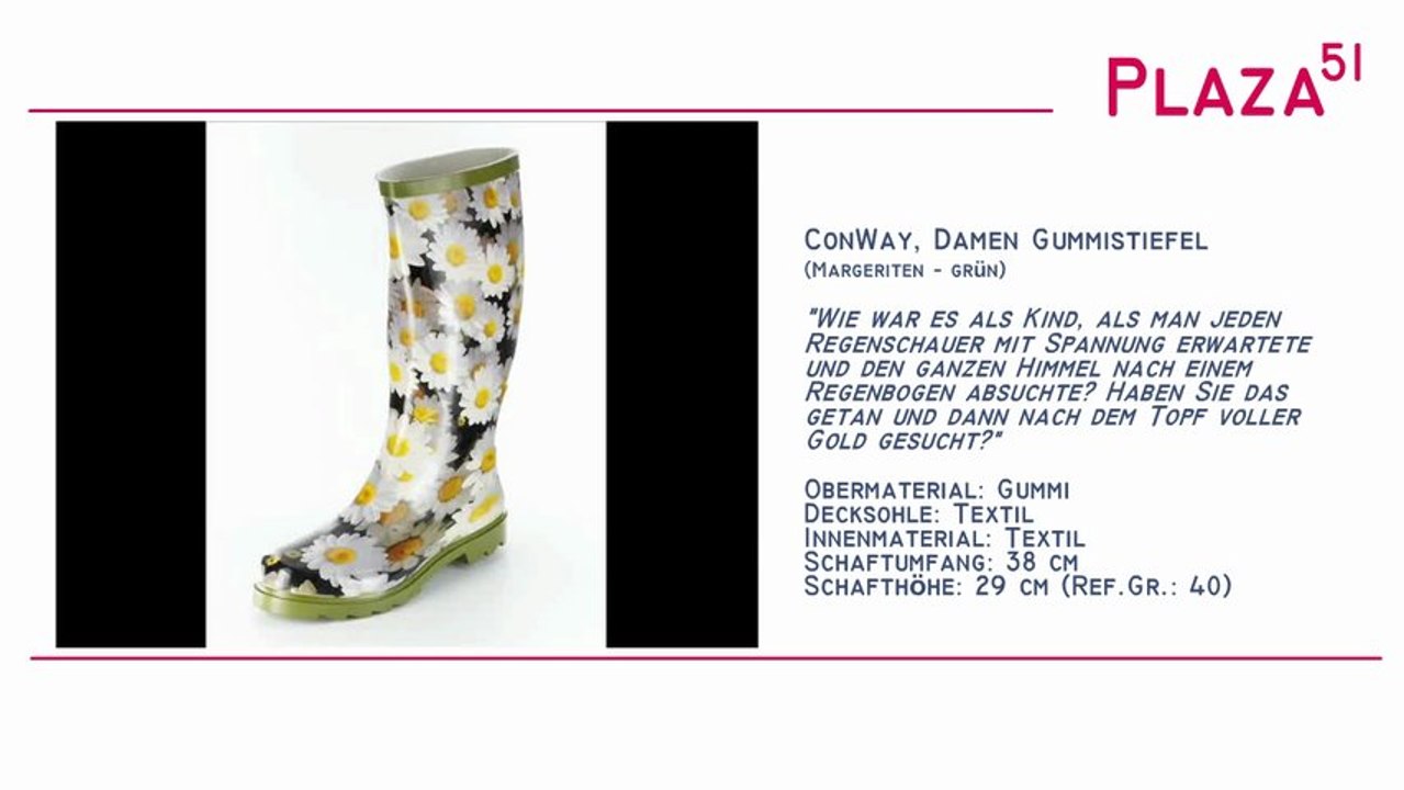 Neuvorstellung: ConWay, Damen Gummistiefel Margeriten - grün