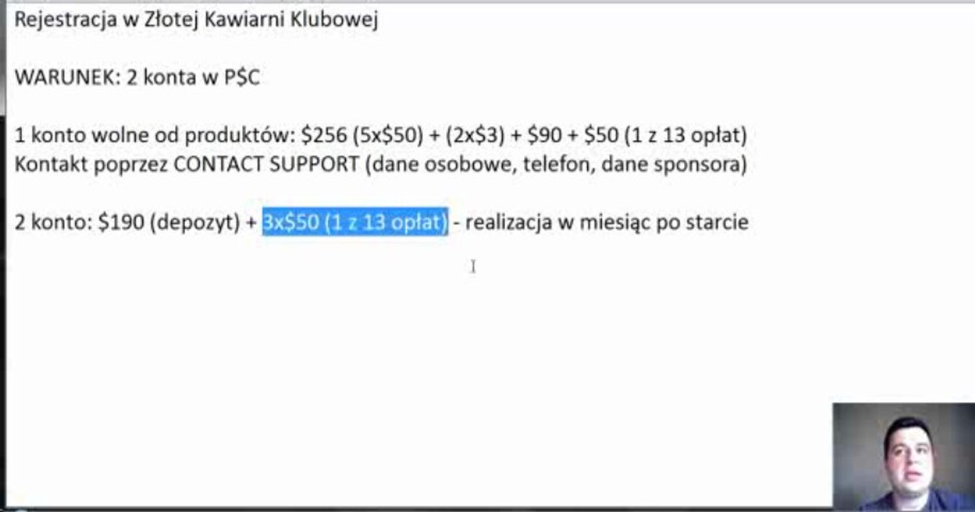 Rejestracja w Złotej Kawiarni Klubowej