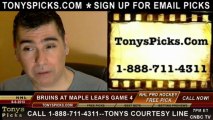 Toronto Maple Leafs versus Boston Bruins Pick Prediction NHL Playoff Game 4 Lines Odds Preview 5-8-2013