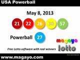 USA Powerball Drawing Results for May 8, 2013