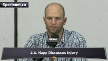 Happ Talks Injury; A's Lose on Bad Call