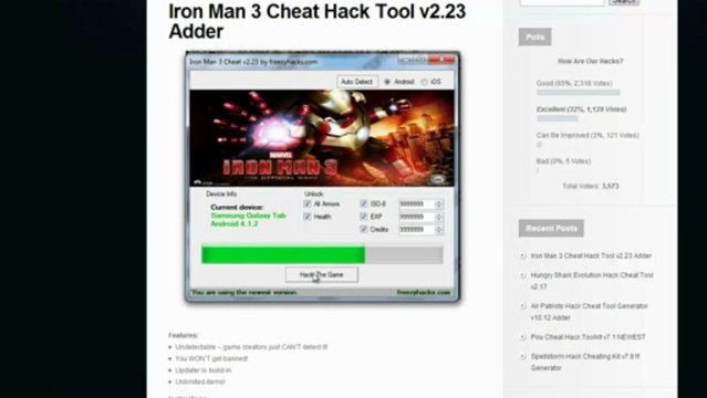 Iron Man 3 Cheat Hack Tool 2013 Newest v2.23 Generator Adder