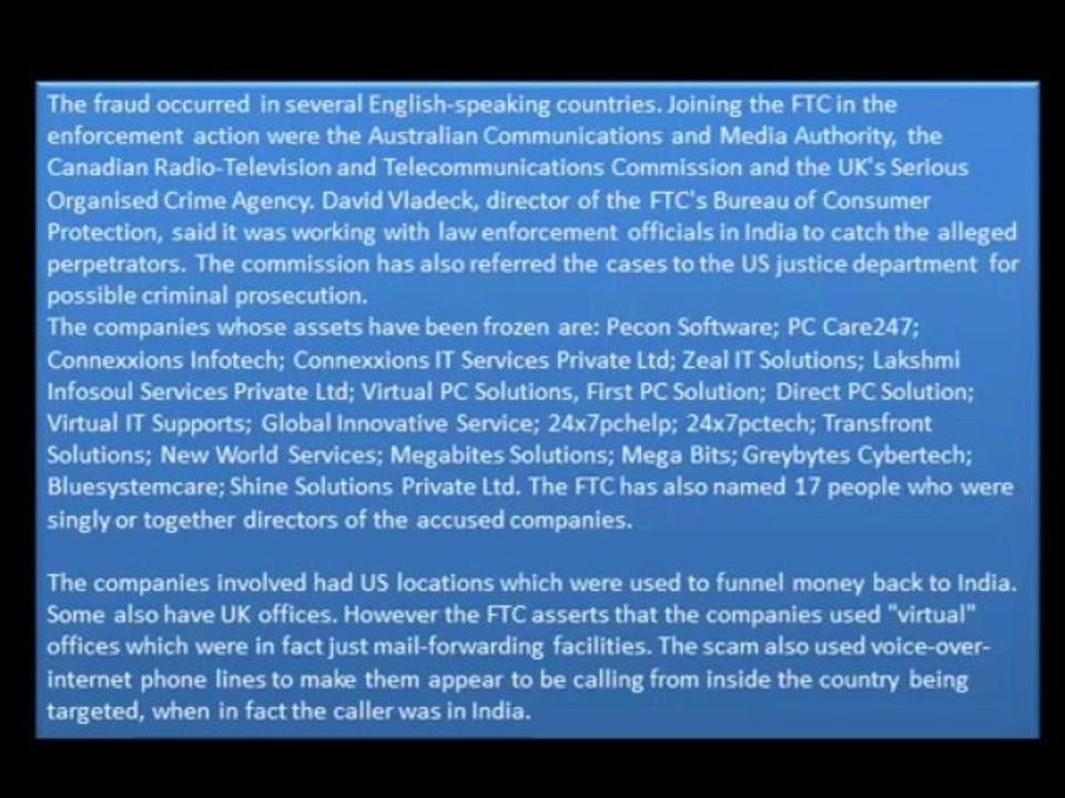 Abney Associates FTC cracks down on tech support scam run from India
