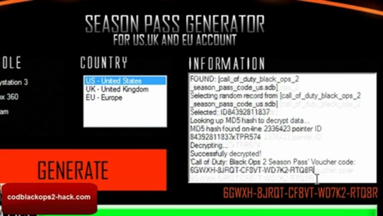 Call Of Duty Black Ops II Season Pass Generator