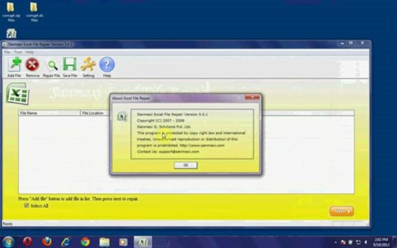 Repair and recover corrupt Microsoft's excel files