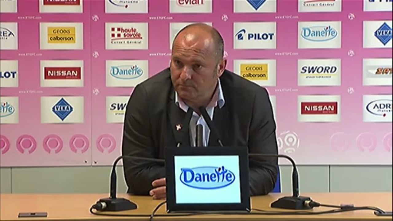 Conférence de presse Evian TG FC - OGC Nice : Pascal DUPRAZ (ETG) - Claude  PUEL (OGCN) - saison 2012/2013