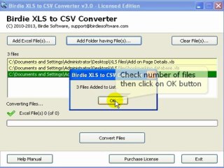 Birdie XLS to CSV Converter