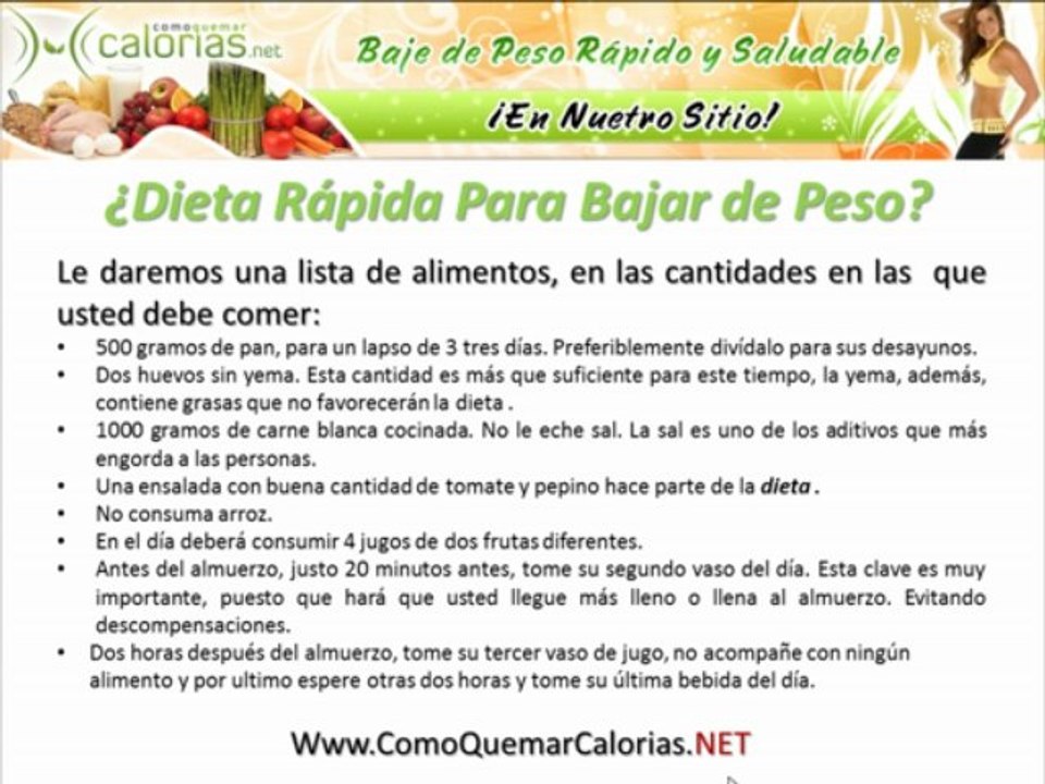 Dieta Rapida Para Bajar de Peso