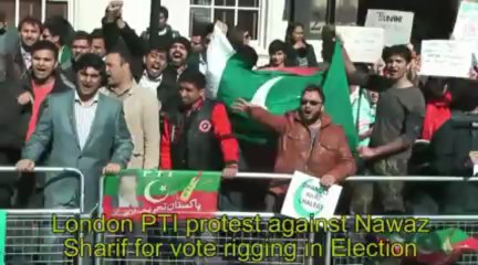 London PTI protest against Nawaz Sharif for vote rigging in Election