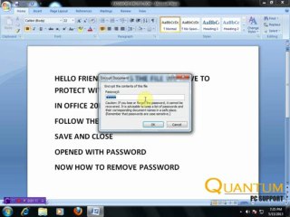 How to Protect your Word Document in Office 2007 tutorial