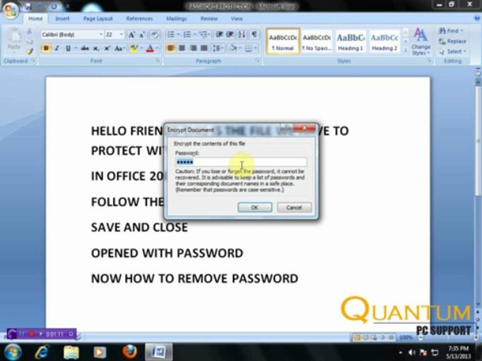 How to Protect your Word Document in Office 2007 tutorial