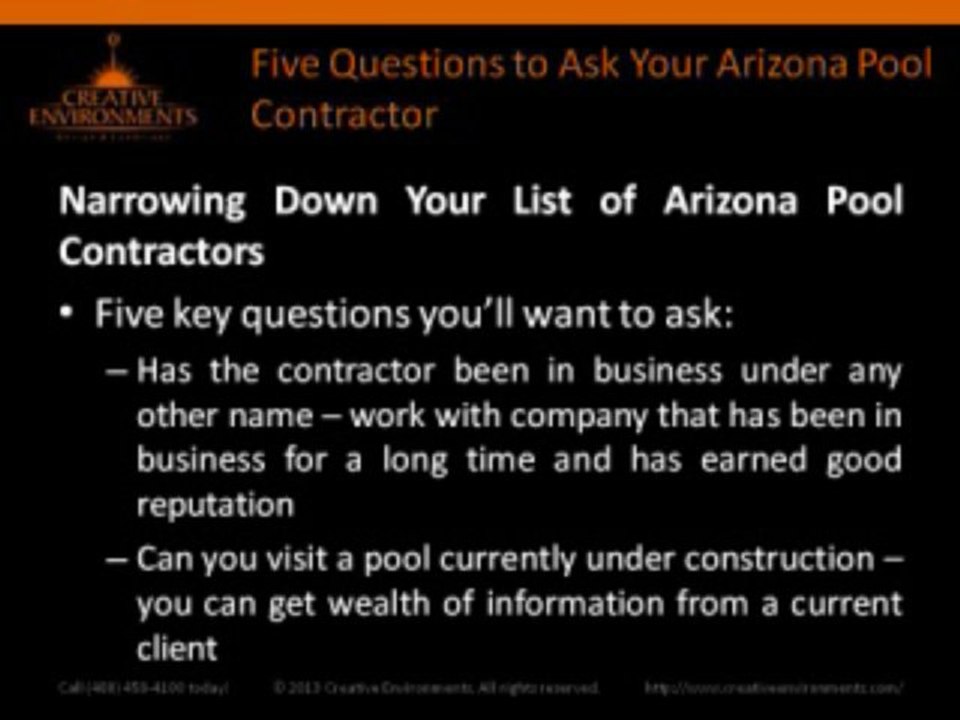 Five Questions to Ask Your Arizona Pool Contractor
