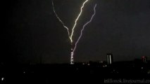 Lightning strikes St. Petersburg TV tower