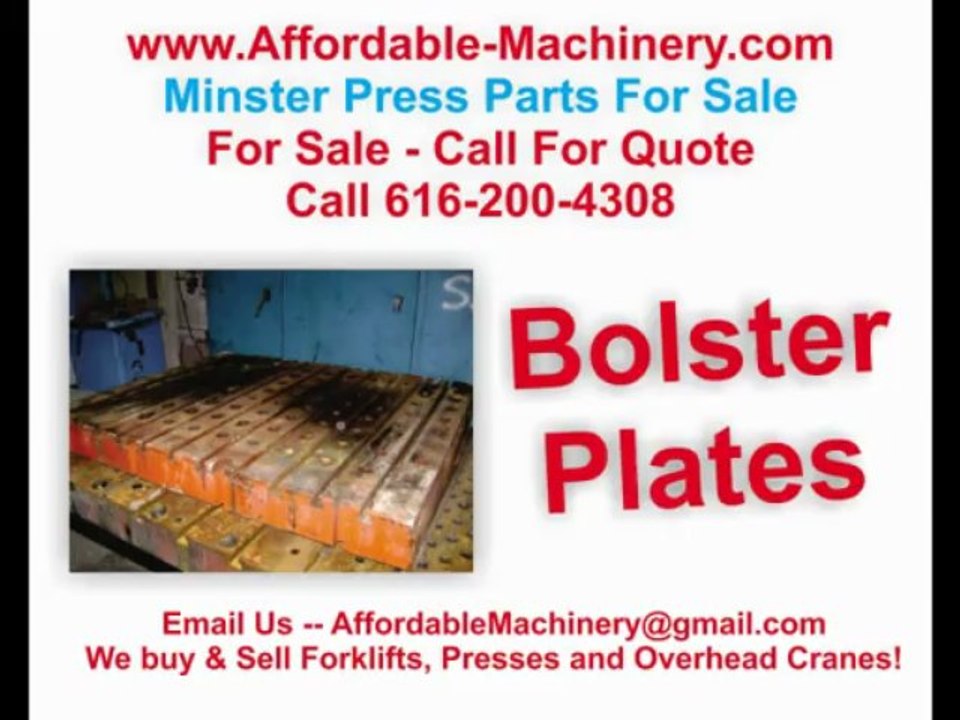 Minster Press Metal Stamping Punch Press Parts Available