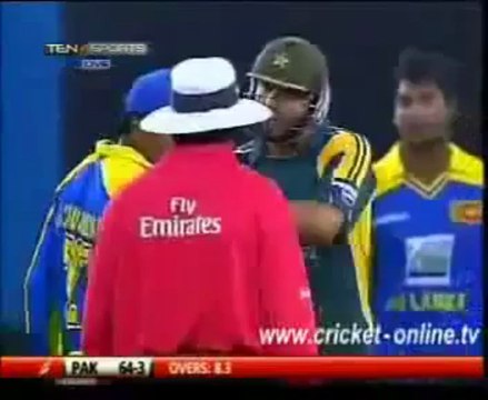 Shahid Afridi vs Mahela Jayawardene Sledging & Fight