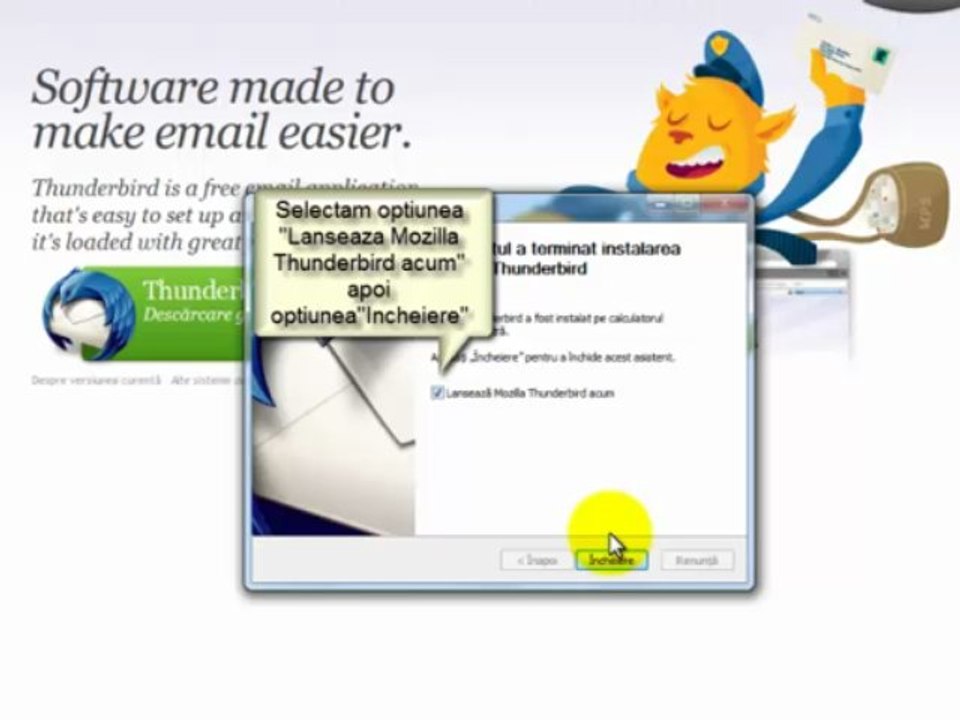 Mozilla Thunderbird-tutorial instalare a postei electronice