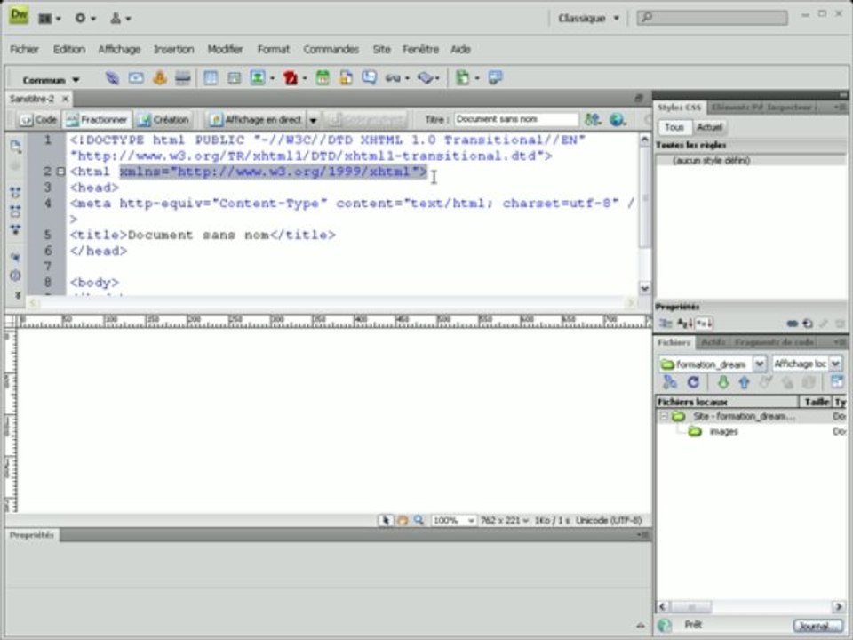 Formation Webmaster : Dreamweaver -3- Création d'un nouveau document
