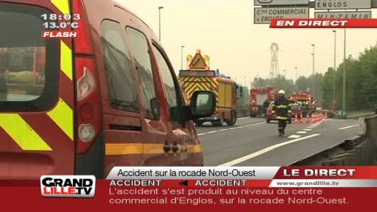 Un poids lourd se couche sur la rocade Nord-Ouest (Lille)