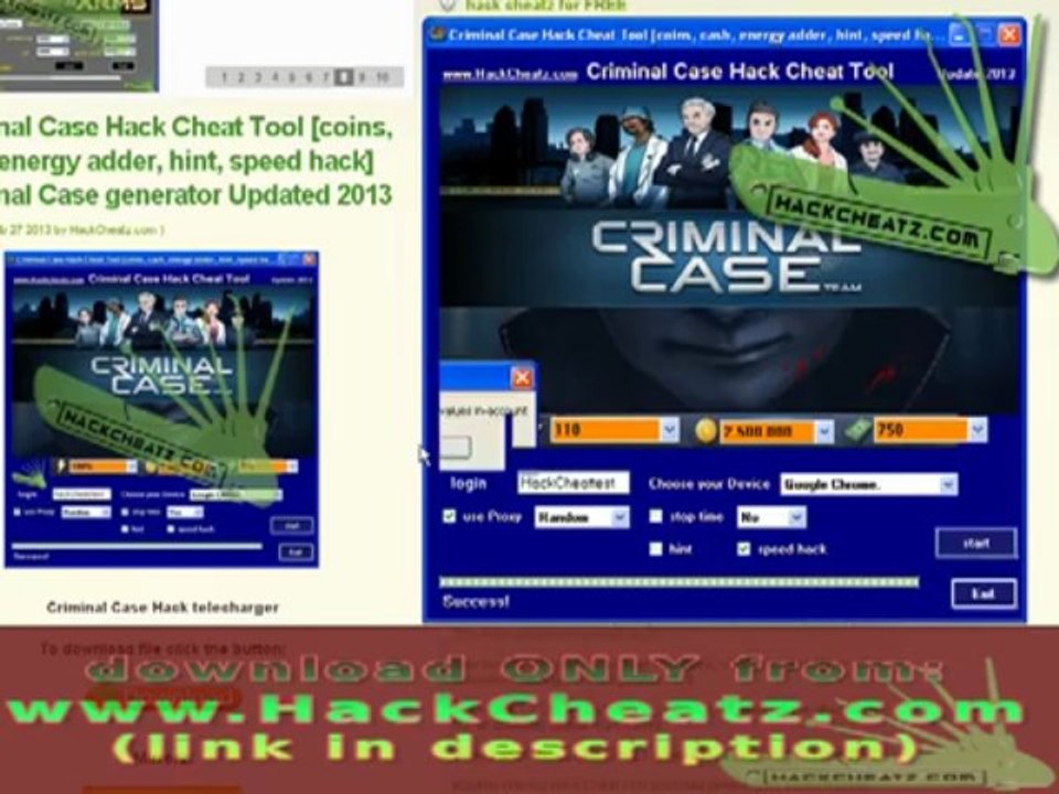 Criminal Case Hack Cheat Tool [coins, cash, energy adder, hint, speed hack] 2013