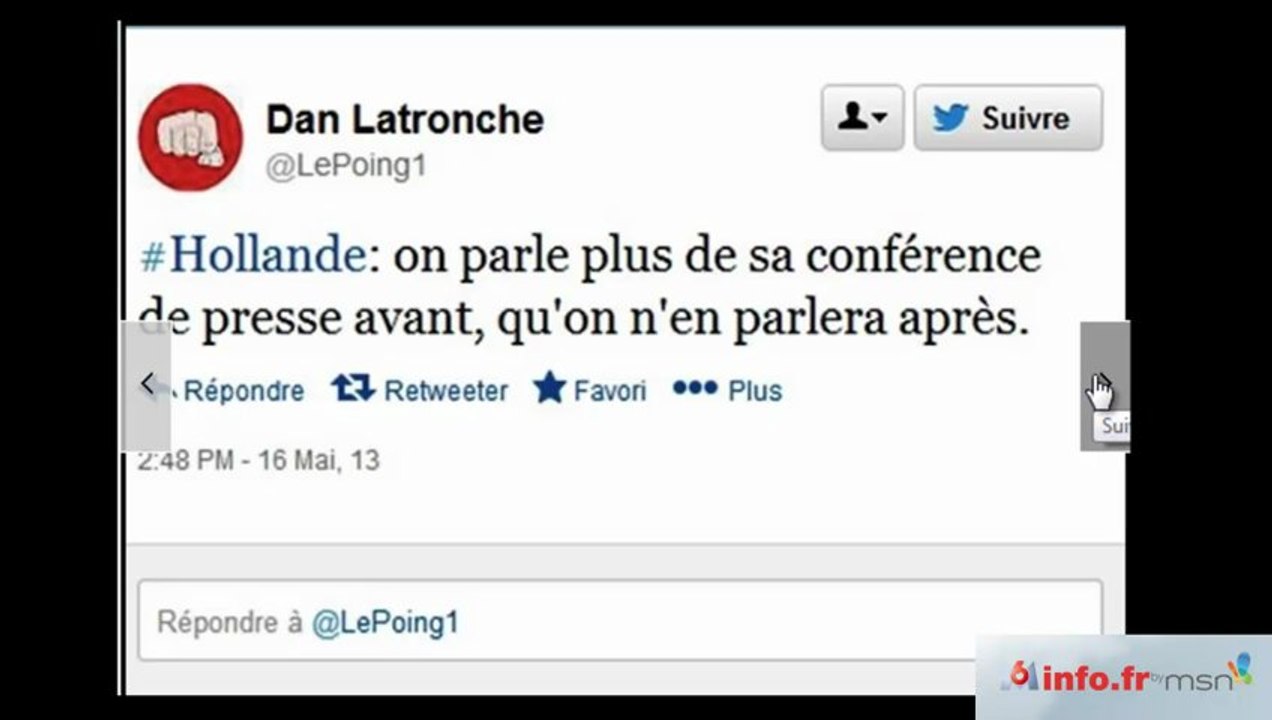 F HOLLANDE "Leader" FRANCE face à presse - B'Leader positionne les tweet du Président République - be Leader - by New3S