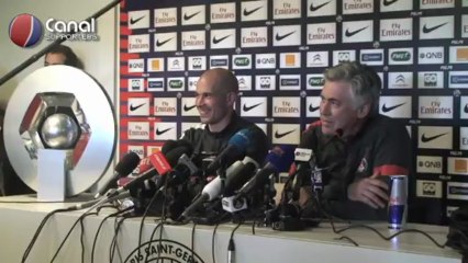 Conférence de presse de Carlo Ancelotti et Christophe Jallet avant PSG-Brest