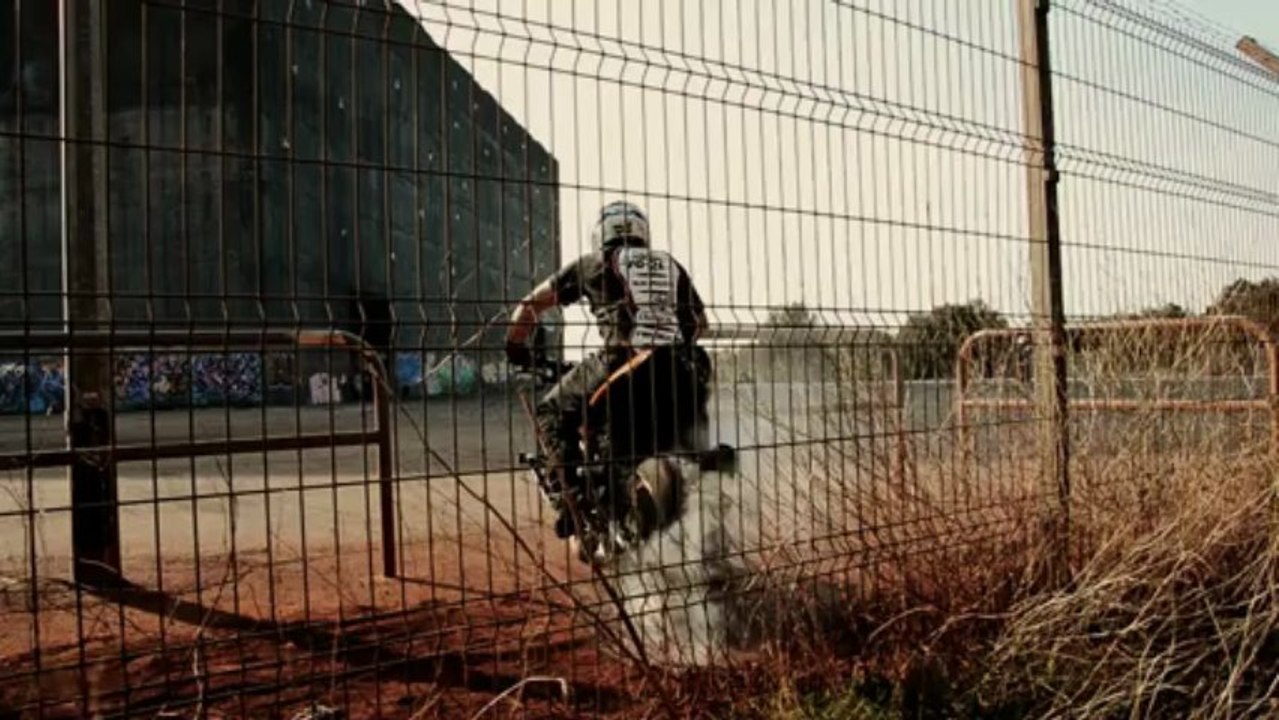 Restricted area - drifting motorcycles crossing - switch riders gymkhana