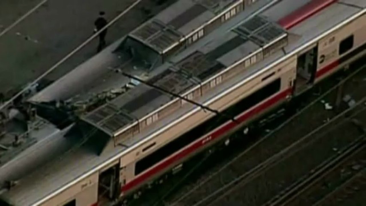 Aerials of train crash in Connecticut