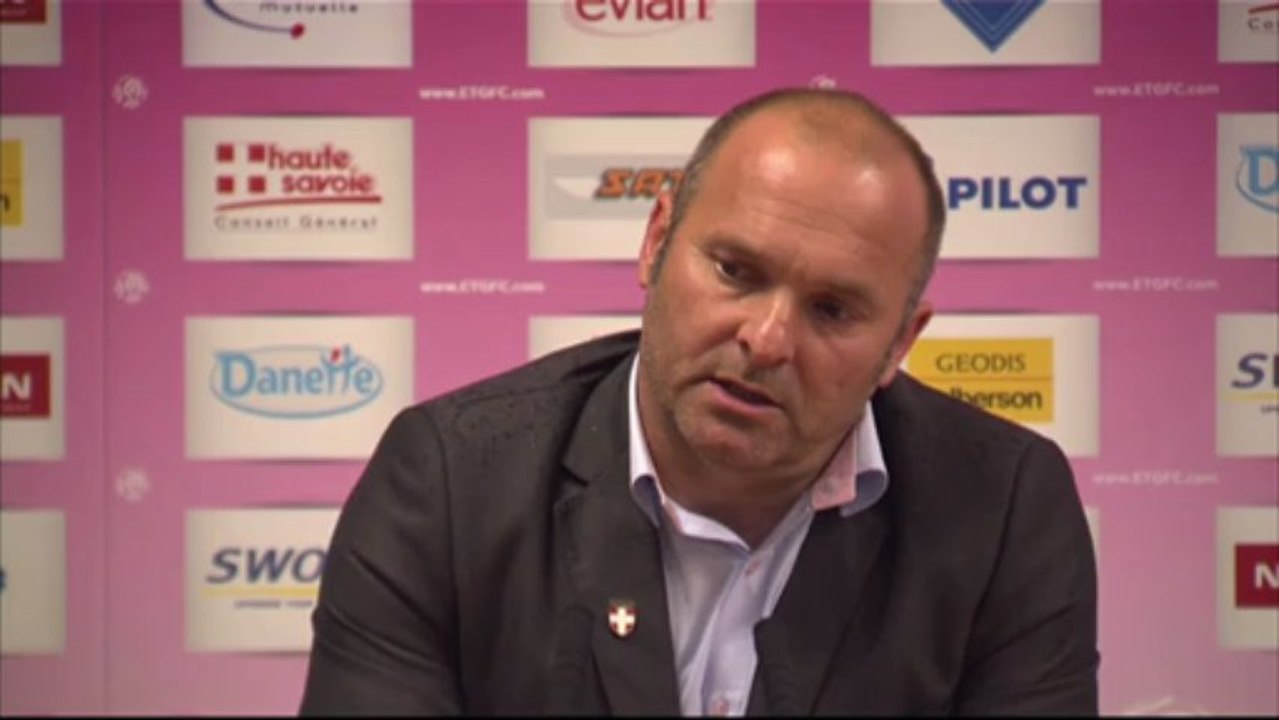 Conférence de presse Evian TG FC - Valenciennes FC : Pascal DUPRAZ (ETG) - Daniel  SANCHEZ (VAFC) - saison 2012/2013