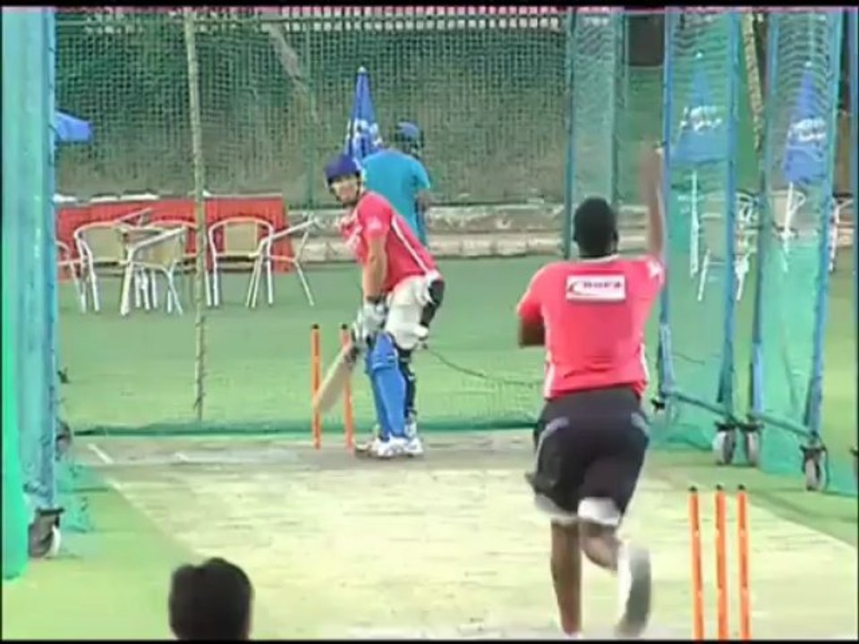 Rajasthan Royals James Faulkner scales bowling table
