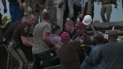 Emergency teams rescue the wounded