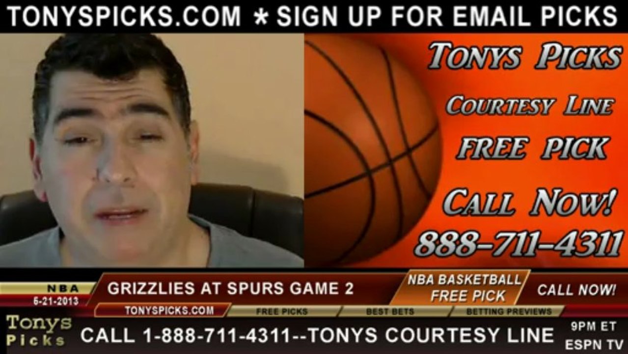 NBA Playoff Pick Game 2 San Antonio Spurs vs. Memphis Grizzlies Odds Prediction Preview 5-21-2013
