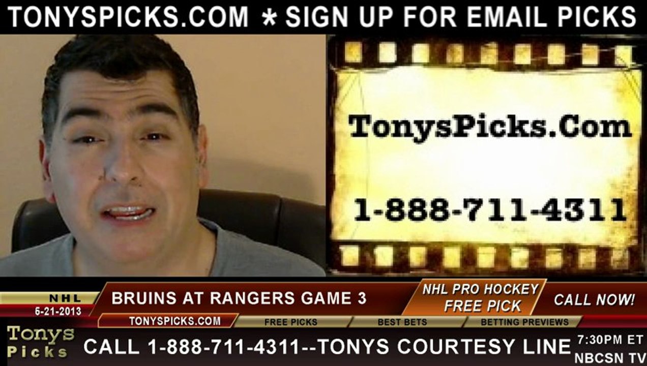 NHL Playoff Odds Game 3 New York Rangers vs. Boston Bruins Pick Prediction Preview 5-21-2013