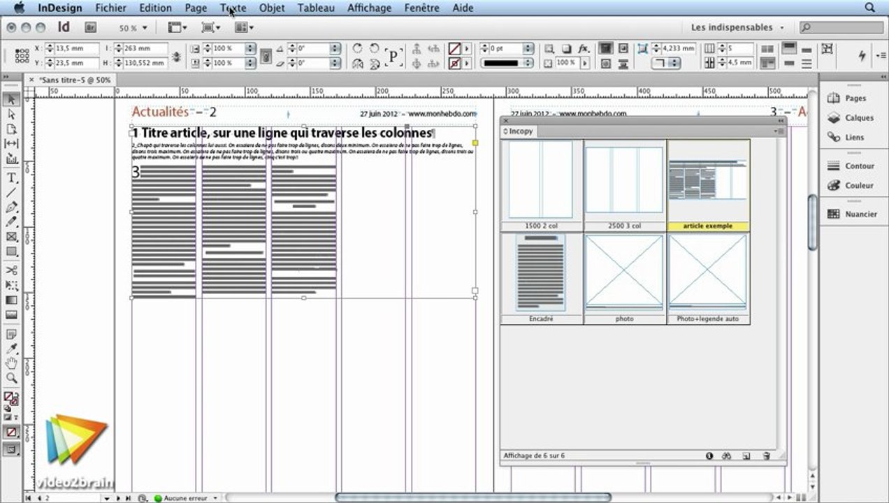 InCopy : Préparation dans InDesign