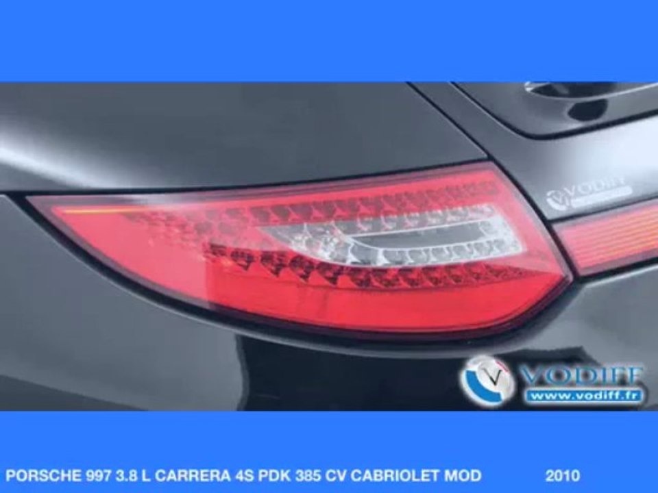 VODIFF : PORSCHE OCCASION ALSACE : PORSCHE 997 3.8 L CARRERA 4S PDK 385 CV CABRIOLET MOD 2010
